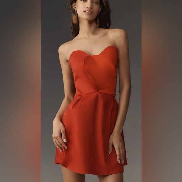 FARM RIO X ANTHROPOLOGIE STRAPLESS HEART MINI DRESS - Picture 1 of 5